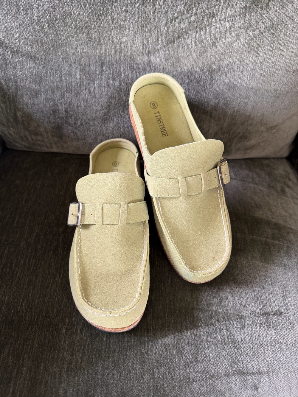 TinStripe Women’s Slip-On Loafers in Green Suede
